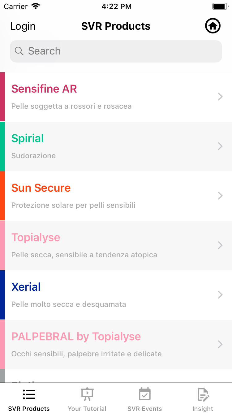 Screenshot App SVR Categorie