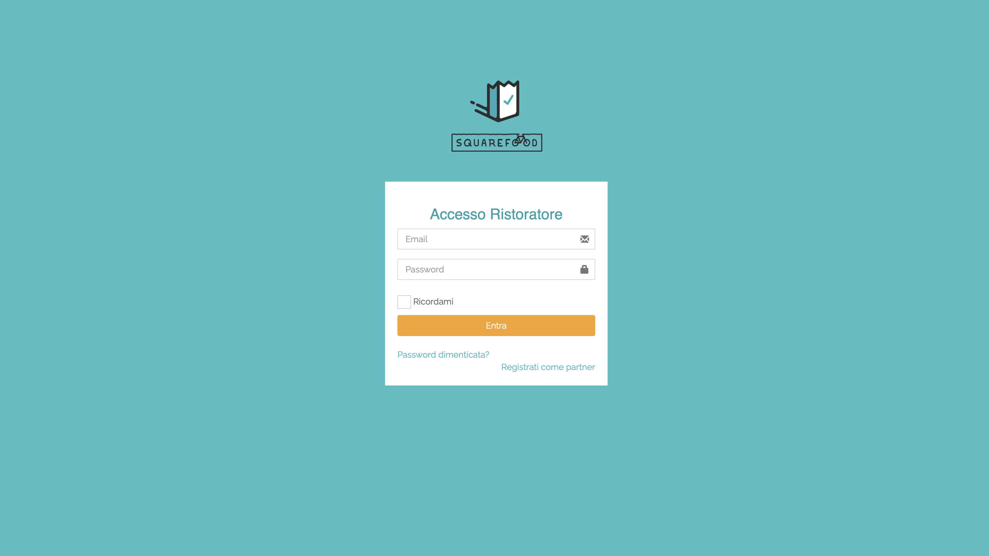 Pagina di login dashboard admin Squarefood