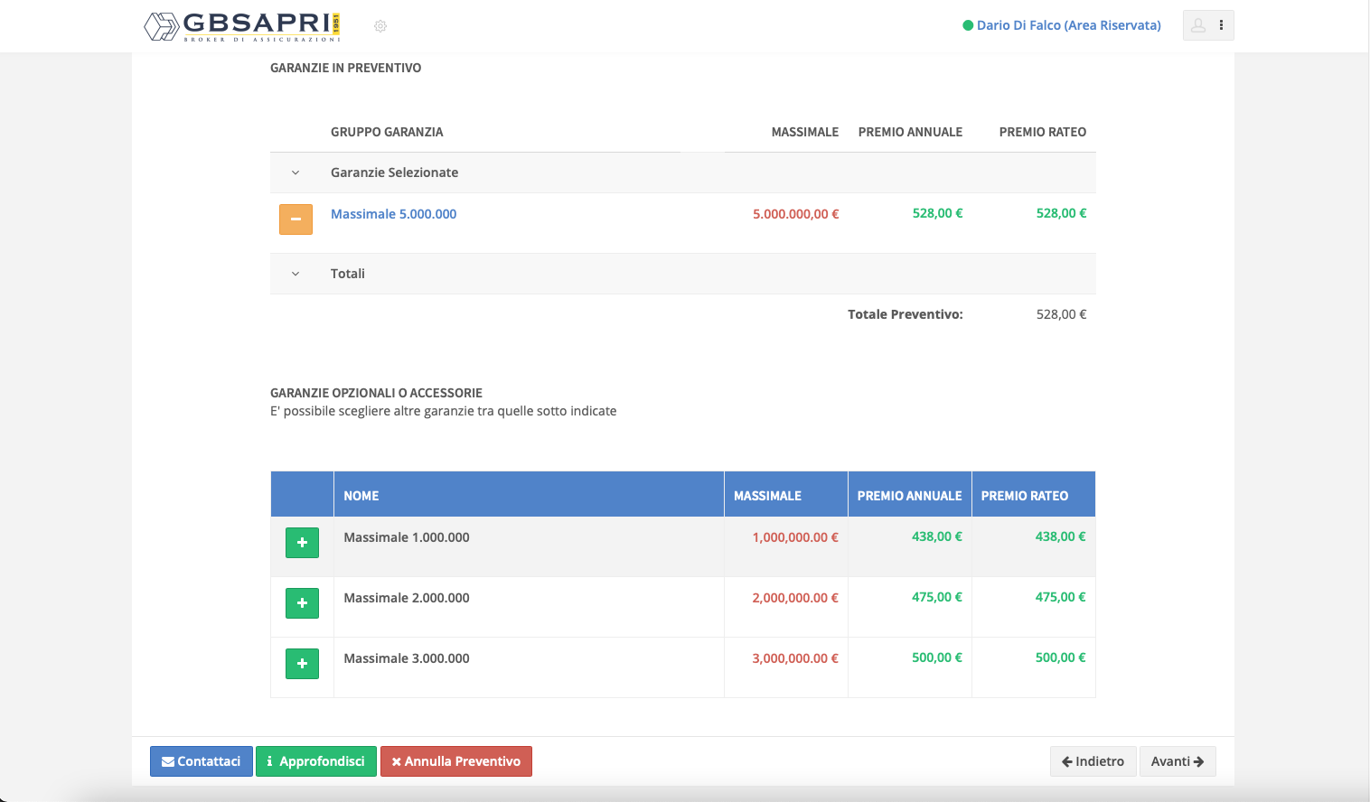 Preventivi ottenuti su Affinity GBSapri