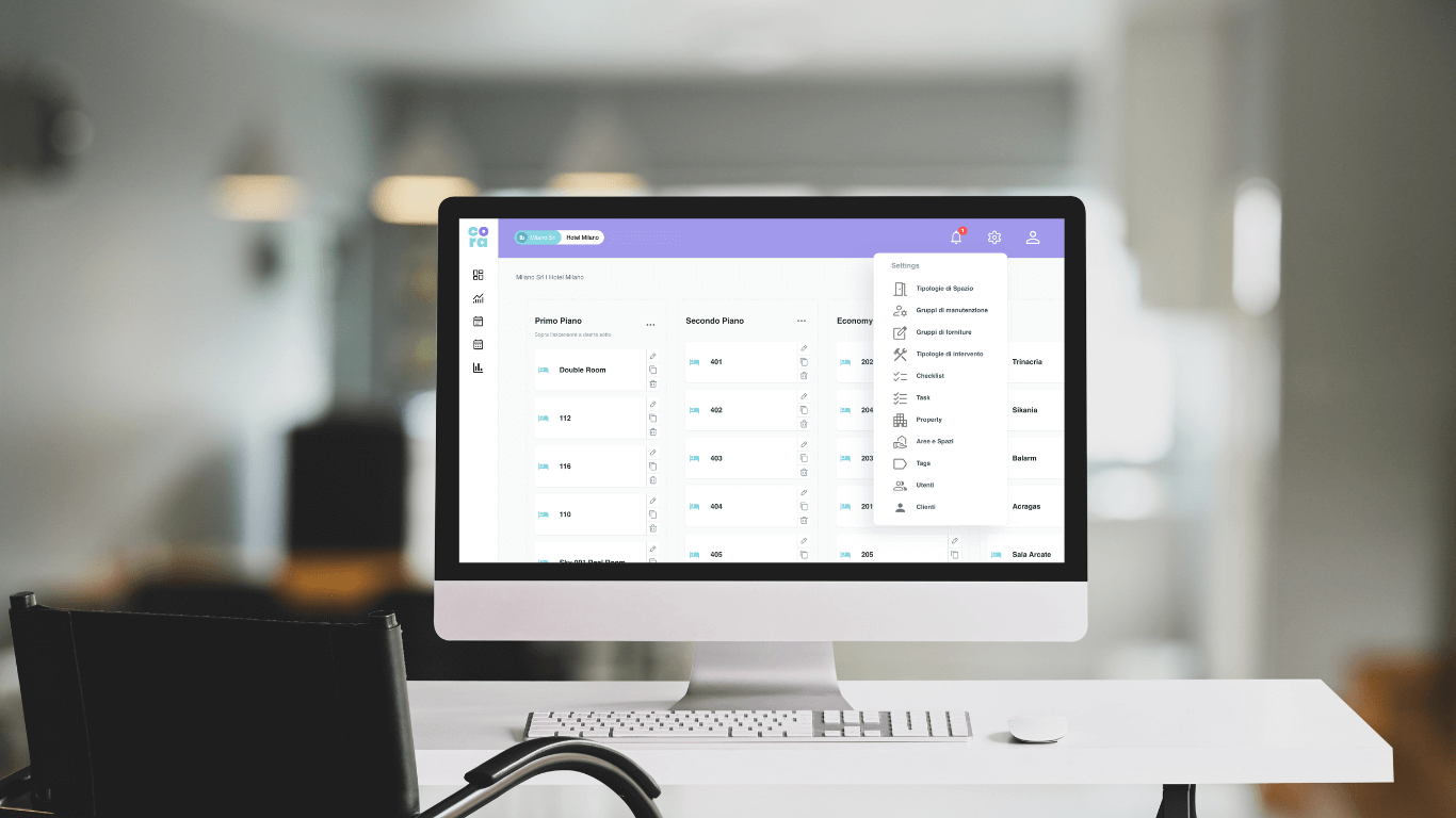 Cora dashboard per strutture ricettive