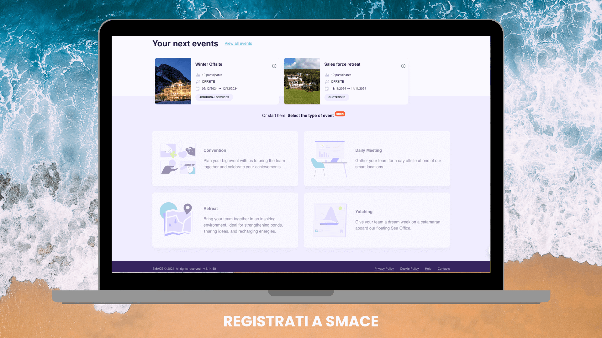 Pagina dalla dashboard di SMACE