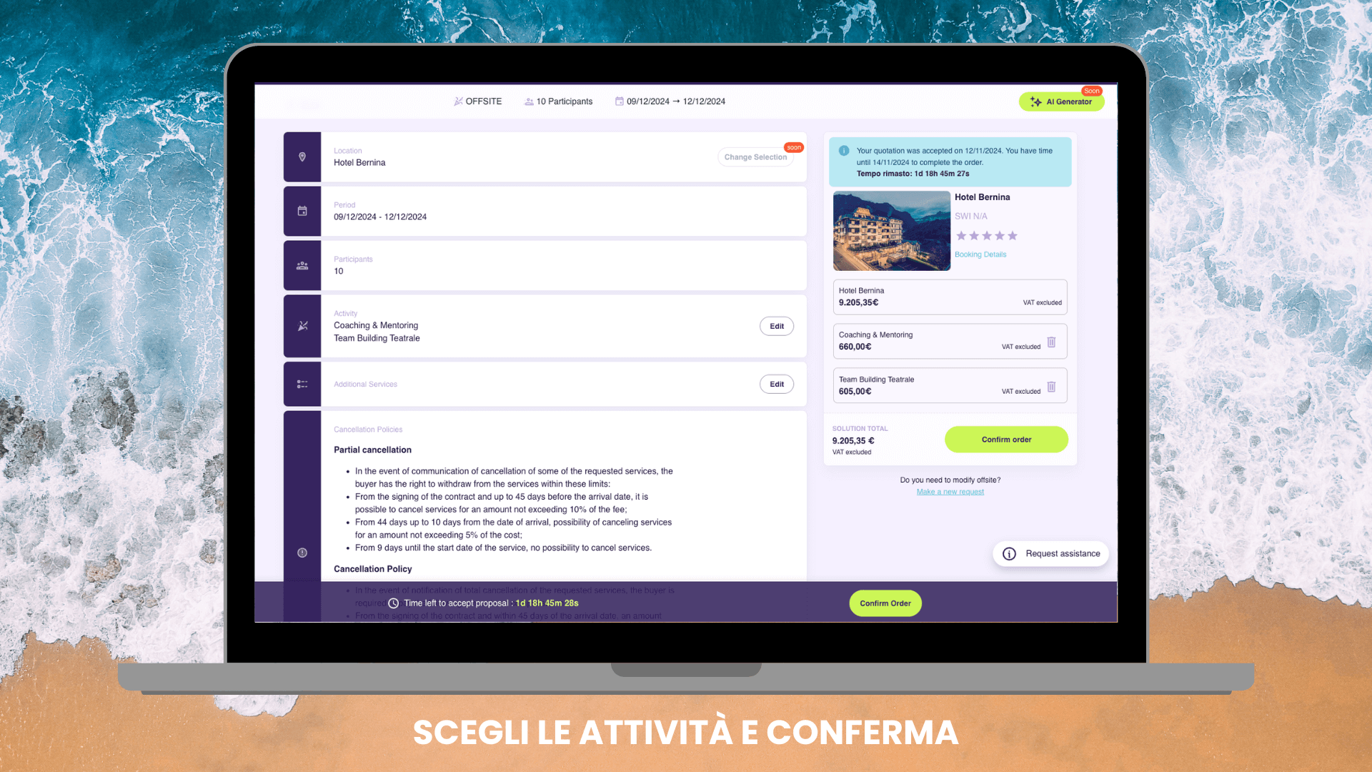 Pagina di checkout SMAC