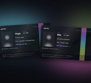 Le carte d’identità di Hugo, supporto clienti, e Mia, assistente e-commerce: due agenti AI di Agentity